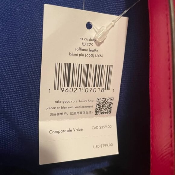 KATE SPADE Saffiano Leather Sadie North South Crossbody Bikini Pink NWT - Picture 7 of 9